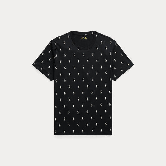 Allover Pony Cotton Jersey Sleep Shirt Polo Black Aopp