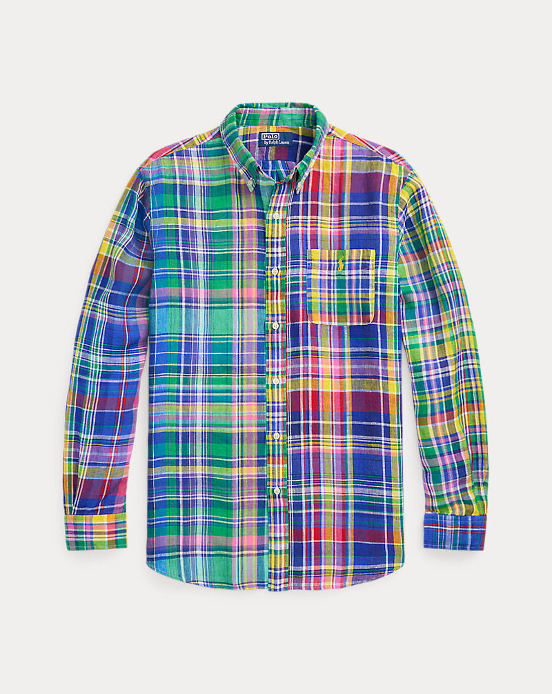 Classic Fit Plaid Linen Fun Shirt Funshirt
